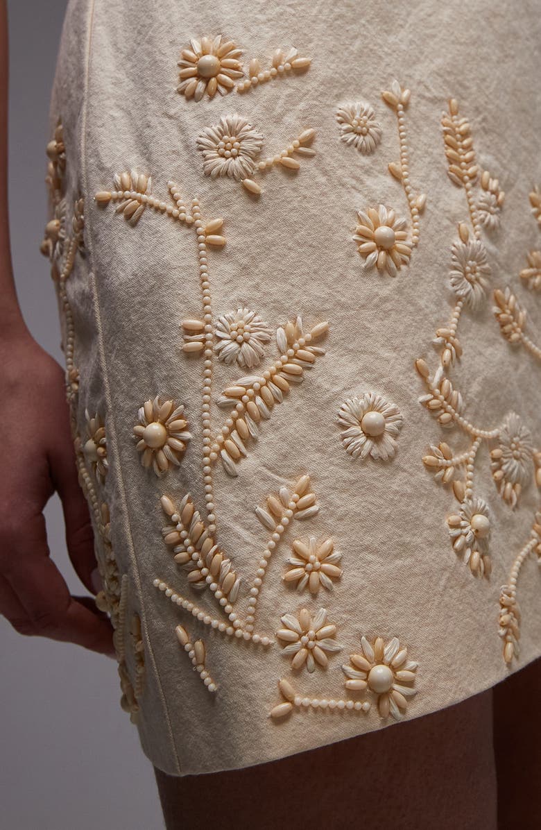 Topshop Embroidered Strapless Minidress, Alternate, color, 