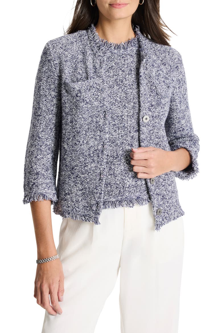Mixed Knit Jacket, Main, color, INDIGO MIX