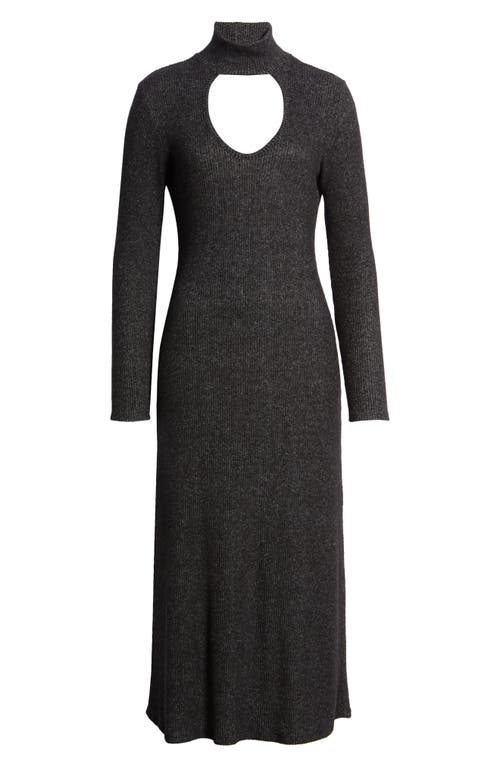 Loveappella Cutout Long Sleeve Midi Dress In Black