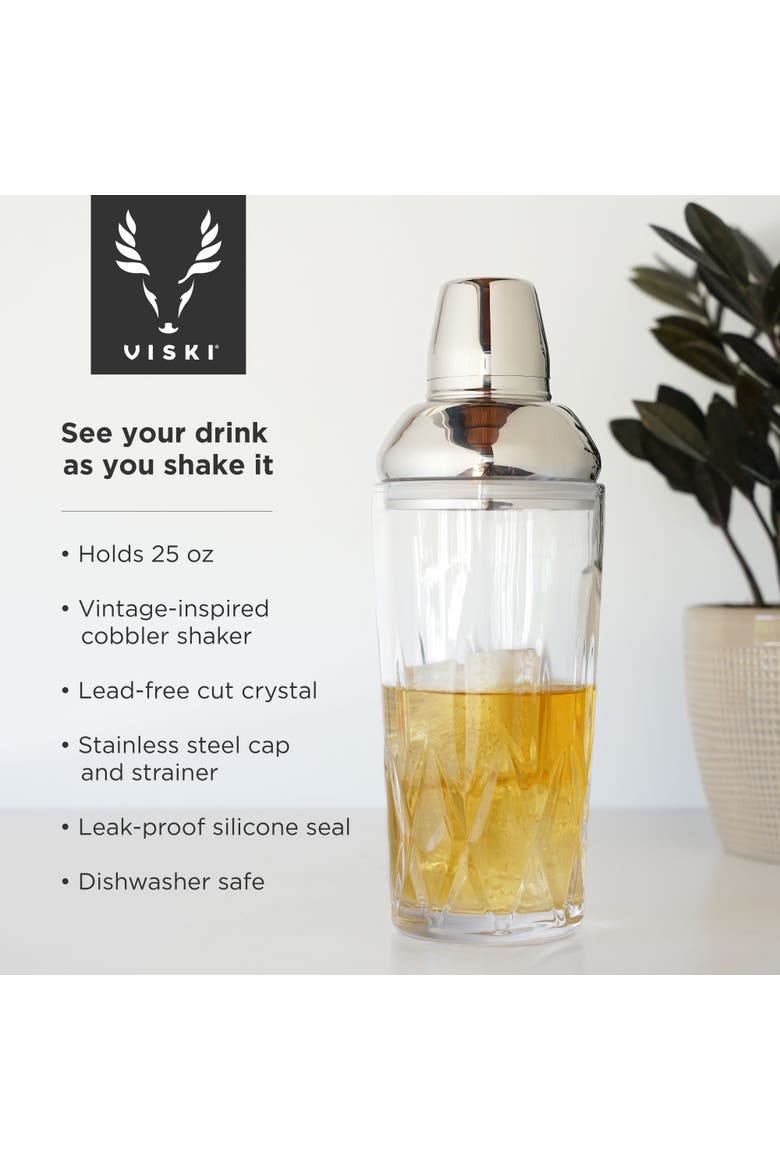 Admiral Crystal Cocktail Shaker in Stainless Steel, Alternate, color, Clear