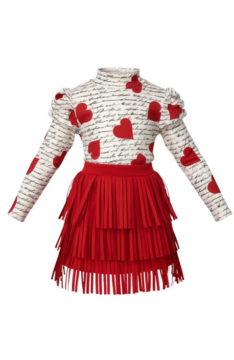 My Love Language Top and Fringe Skirt Set (Toddler, Little Kid & Big Kid)