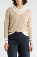 Vigoss Varsity Stripe V-Neck Sweater