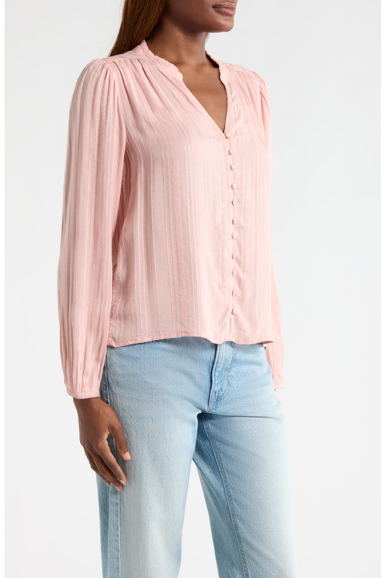 Shine Button Front Top, Alternate, color, PALE MAUVE