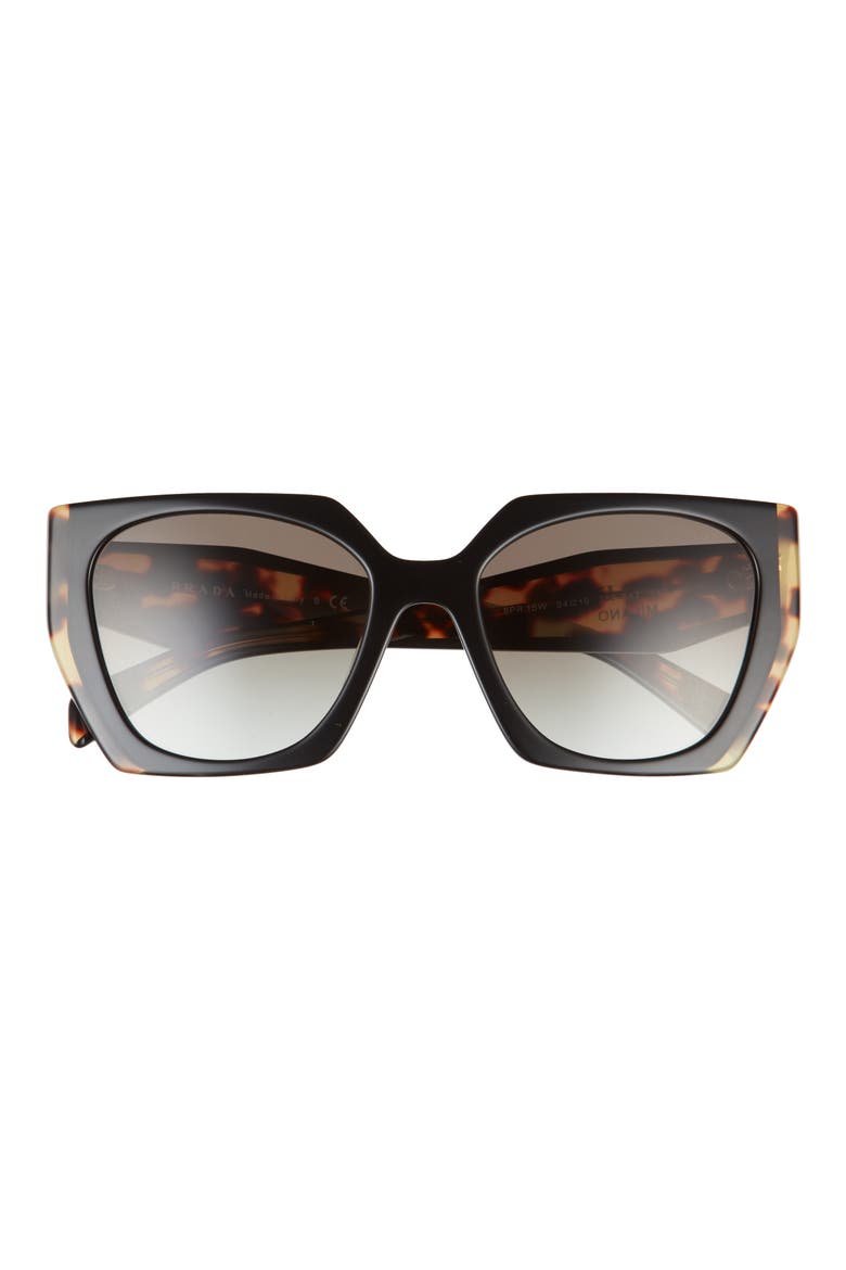 54mm Gradient Rectangle Sunglasses, Main, color, BLACK/MEDIUM TORTOISE/ GREY