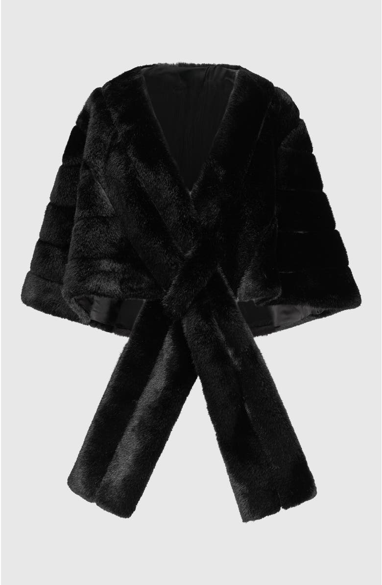 Lyla Grant Fur-Free Mink (Faux Fur) Stole, Alternate, color, Black