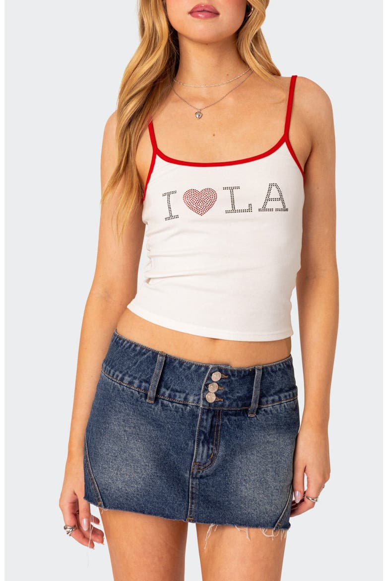 LA Lover Rhinestone Camisole, Main, color, WHITE