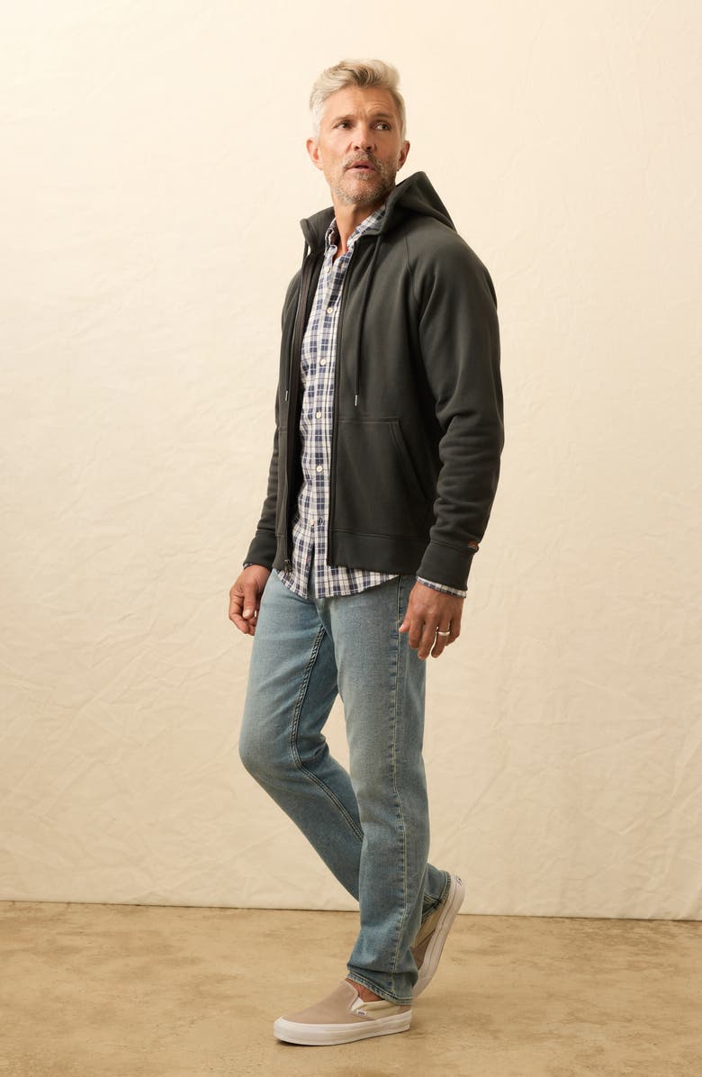 Faherty High Standard Organic Cotton Zip Hoodie, Alternate, color, Mountain Black