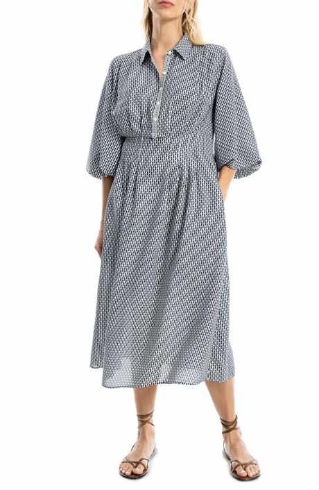 MAX STUDIO Balloon Sleeve Midi Shirtdress