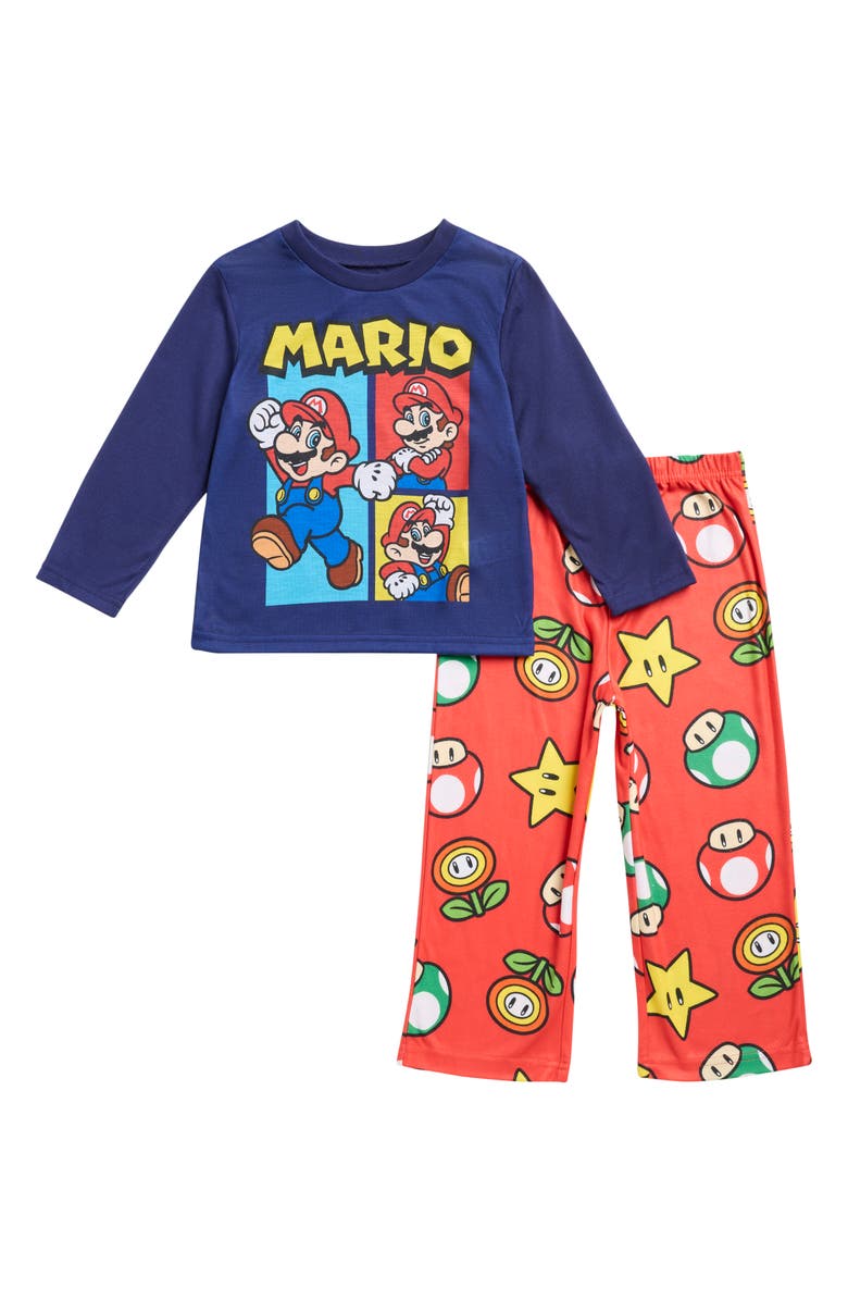 AME x Nintendo Kids' Mario Fitted Jersey Pajamas, Main, color, Red