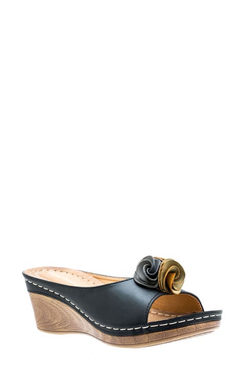 Sydney Floral Platform Wedge Sandal