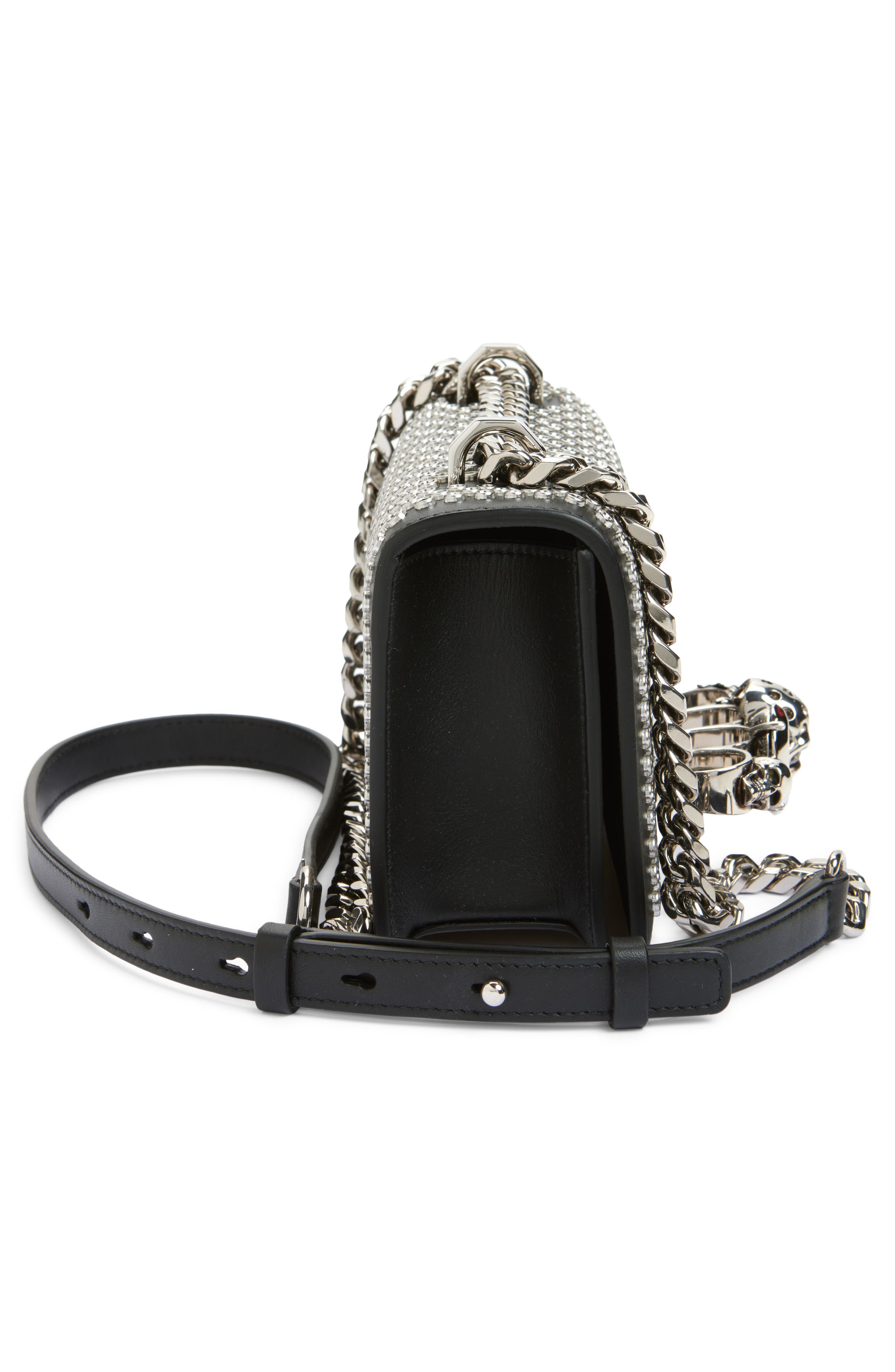 McQueen Mini Jewel Satchel, Alternate, color, Black/ Silver