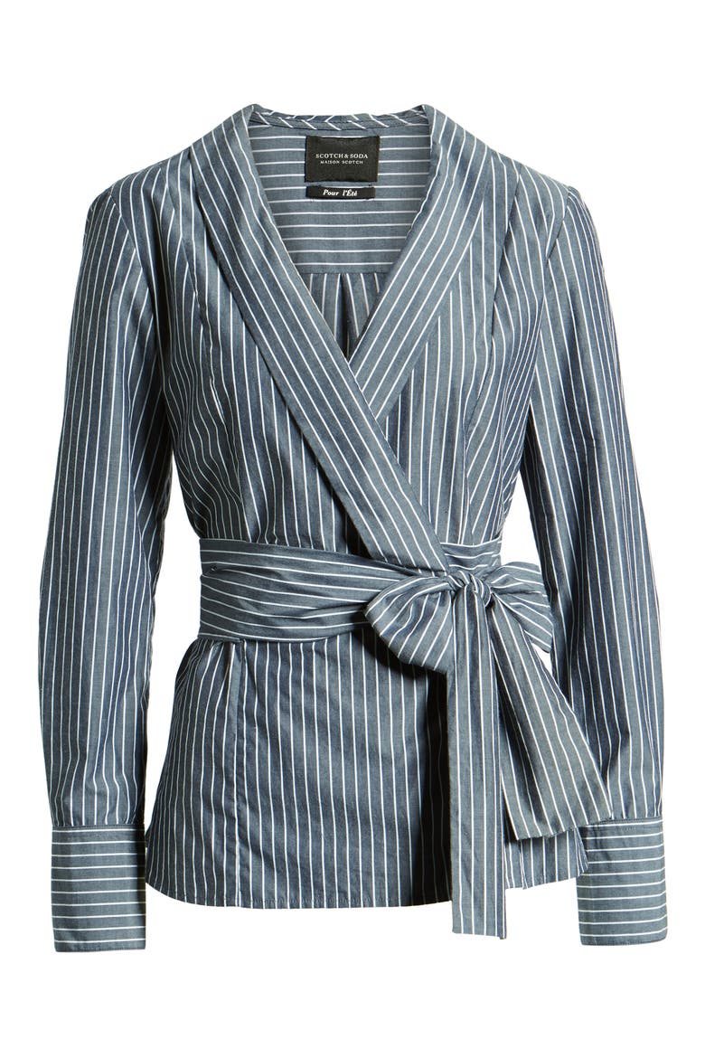Stripe Wrap Top, Alternate, color, COMBO S