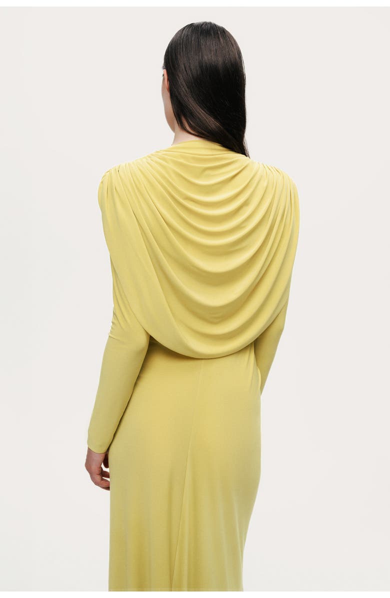 Nocturne Draped Cowl-Front Column Dress, Alternate, color, Yellow