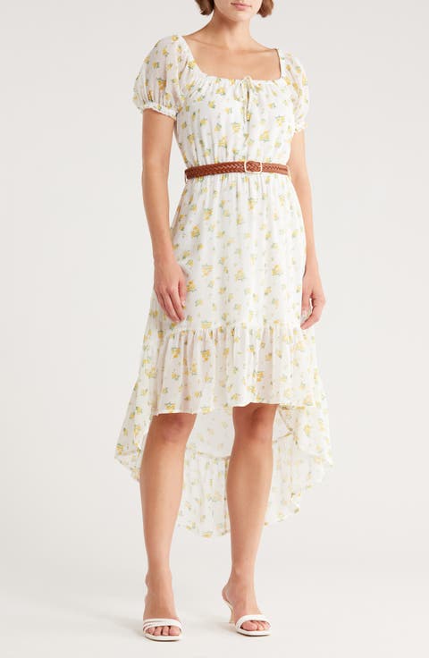 High Low Puff Sleeve Dress