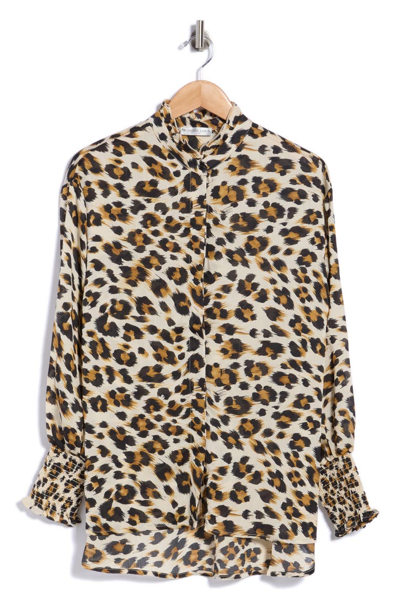 Animal Printed Long Sleeve Top, Alternate, color, BEIGE
