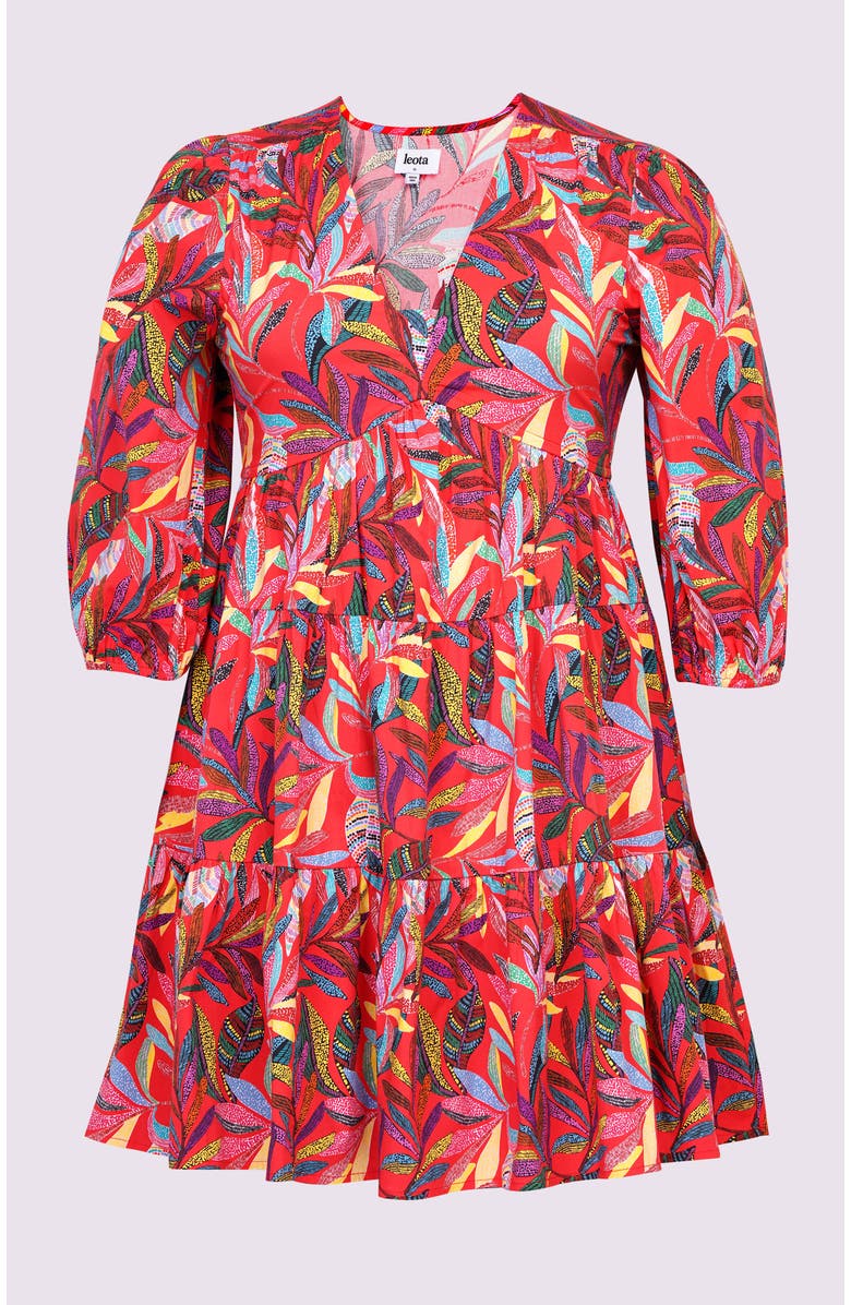 Leota Zariah Empire Waist Mini Dress, Alternate, color, Palm Foliage Poppy Red