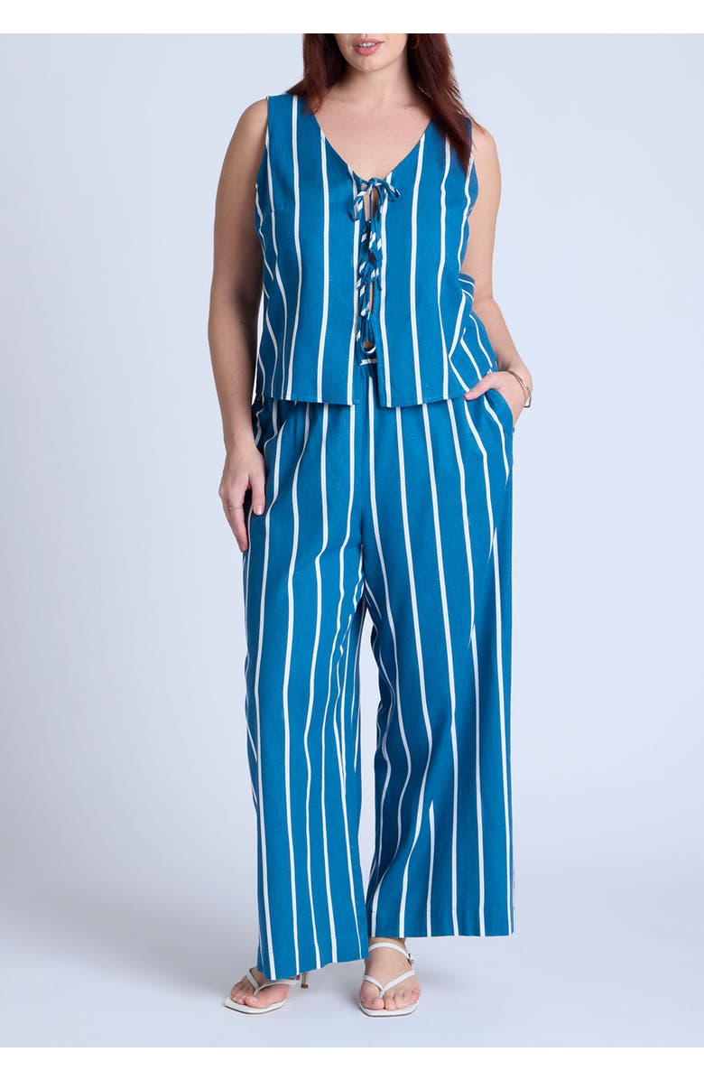 ELOQUII Linen-Blend Dainty Tie Vest Top, Alternate, color, 