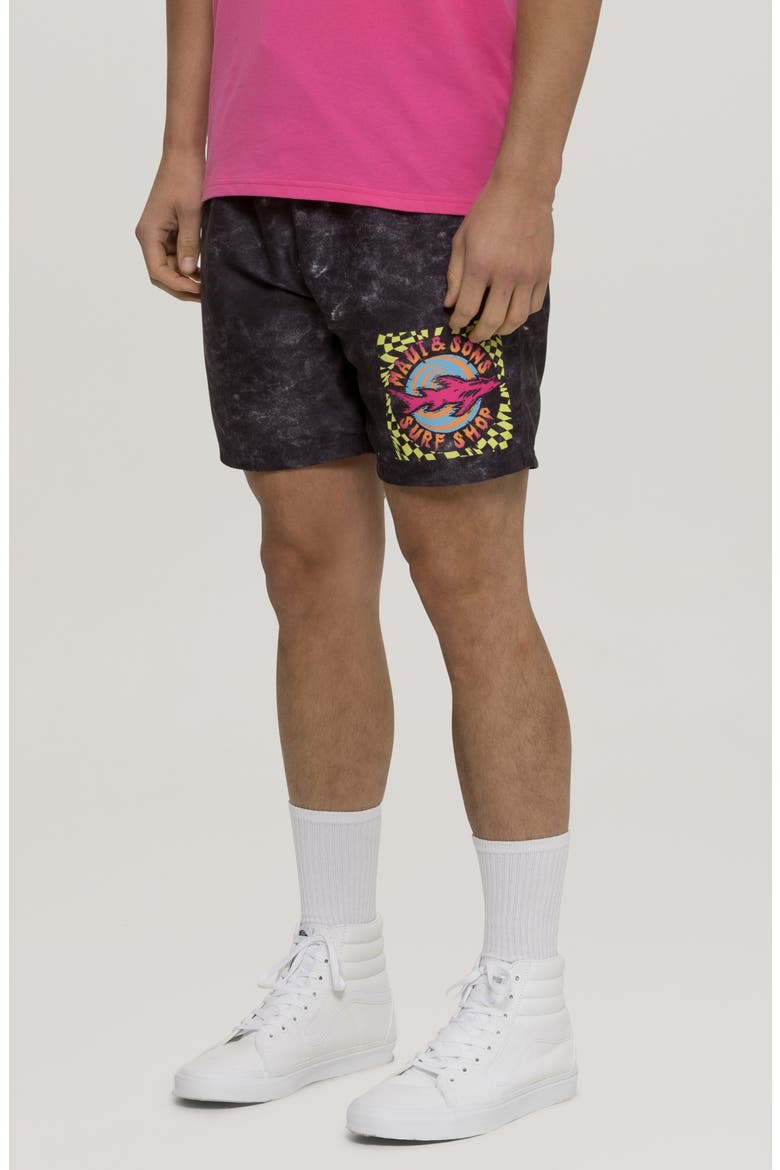 Surf Shop Microfiber Swim Trunks, Alternate, color, BLACK