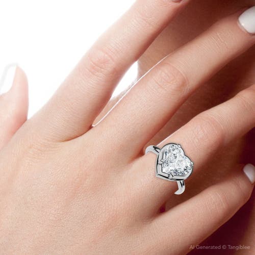 Bliss Diamond Certified 2 1/2ct Heart Diamond Button Engagement Ring 14k Gold Or Pt Lab Grown In Silver