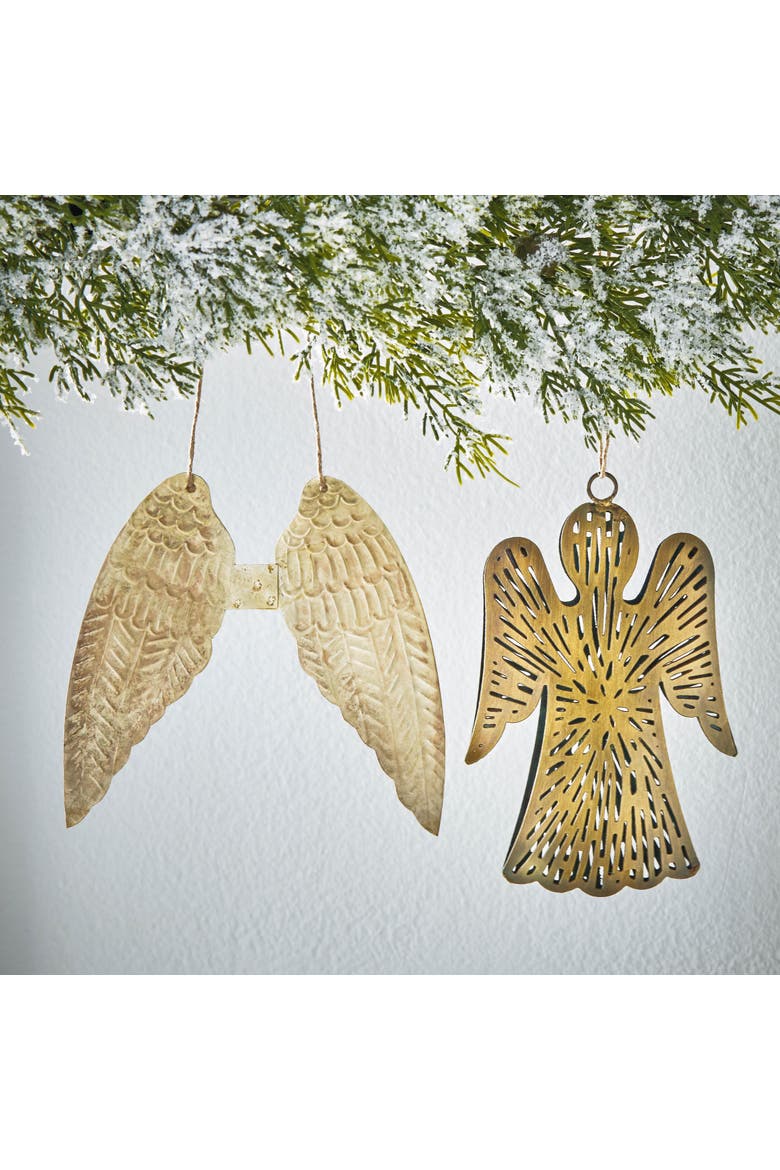 Angel Wings Metal Ornament Champagne Iron Christmas Decor, Alternate, color, Beige