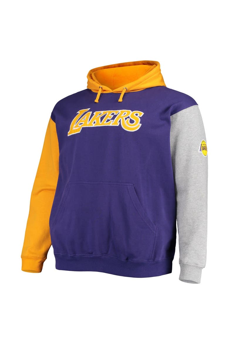 Men's Fanatics Branded Purple/Gold Los Angeles Lakers Big & Tall Double Contrast Pullover Hoodie, Alternate, color, Purple