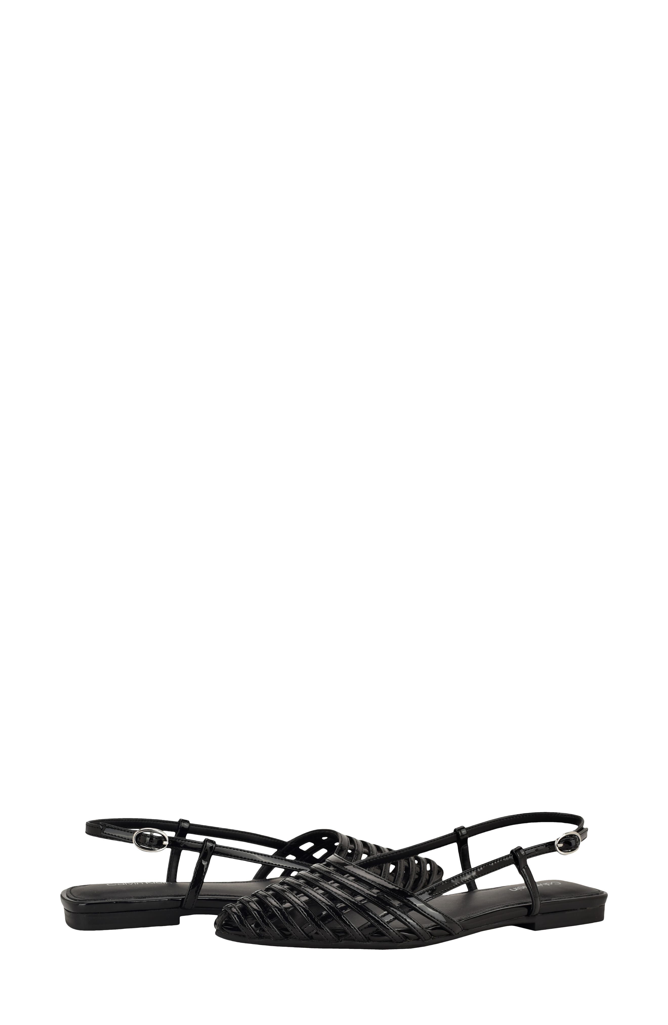 Calvin Klein Glessia Slingback Flat, Alternate, color, Black