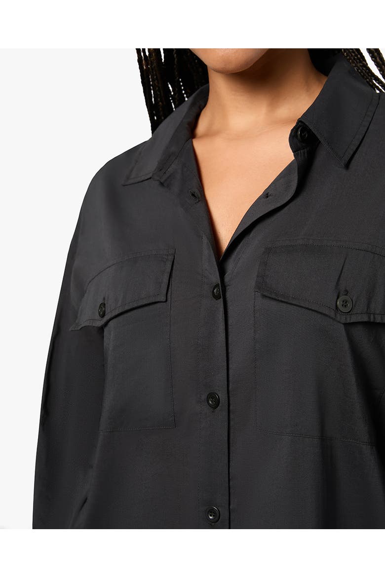 Boxy Button Down Shirt, Alternate, color, BLACK