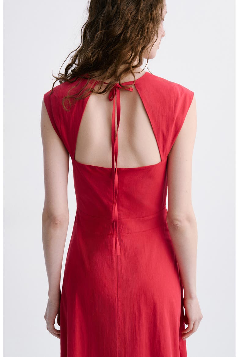 Open Back Cotton Blend Midi Dress, Alternate, color, RED