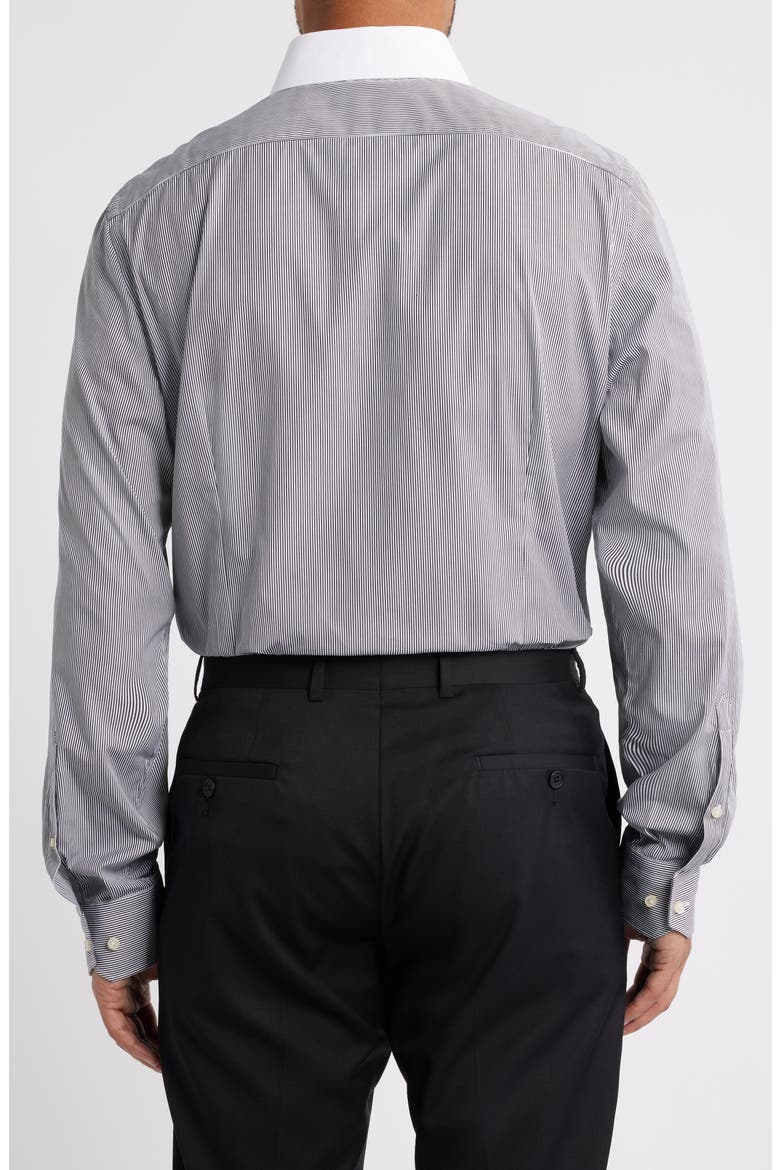 Modern Fit Stripe Cotton Poplin Dress Shirt, Alternate, color, BLACK