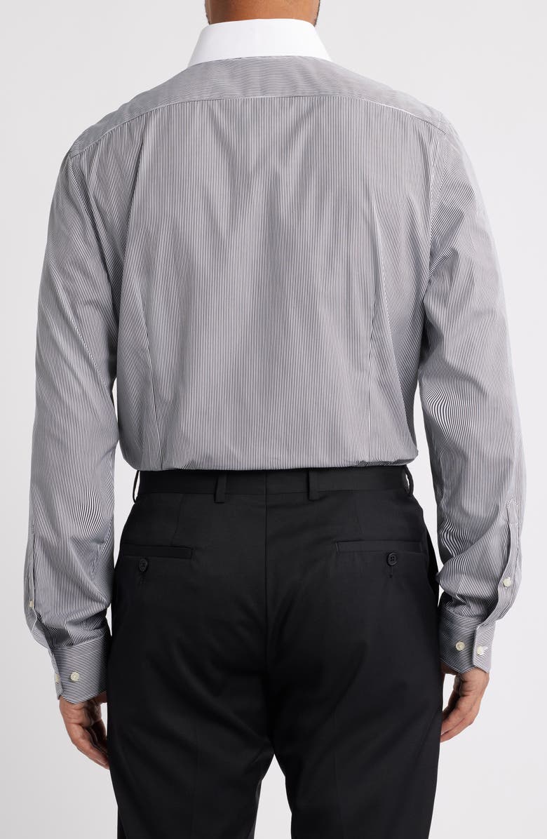 Emanuel Berg Modern Fit Stripe Cotton Poplin Dress Shirt, Alternate, color, Black