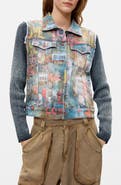 Desigual Graffiti Ribbed Sleeve Trucker Jacket