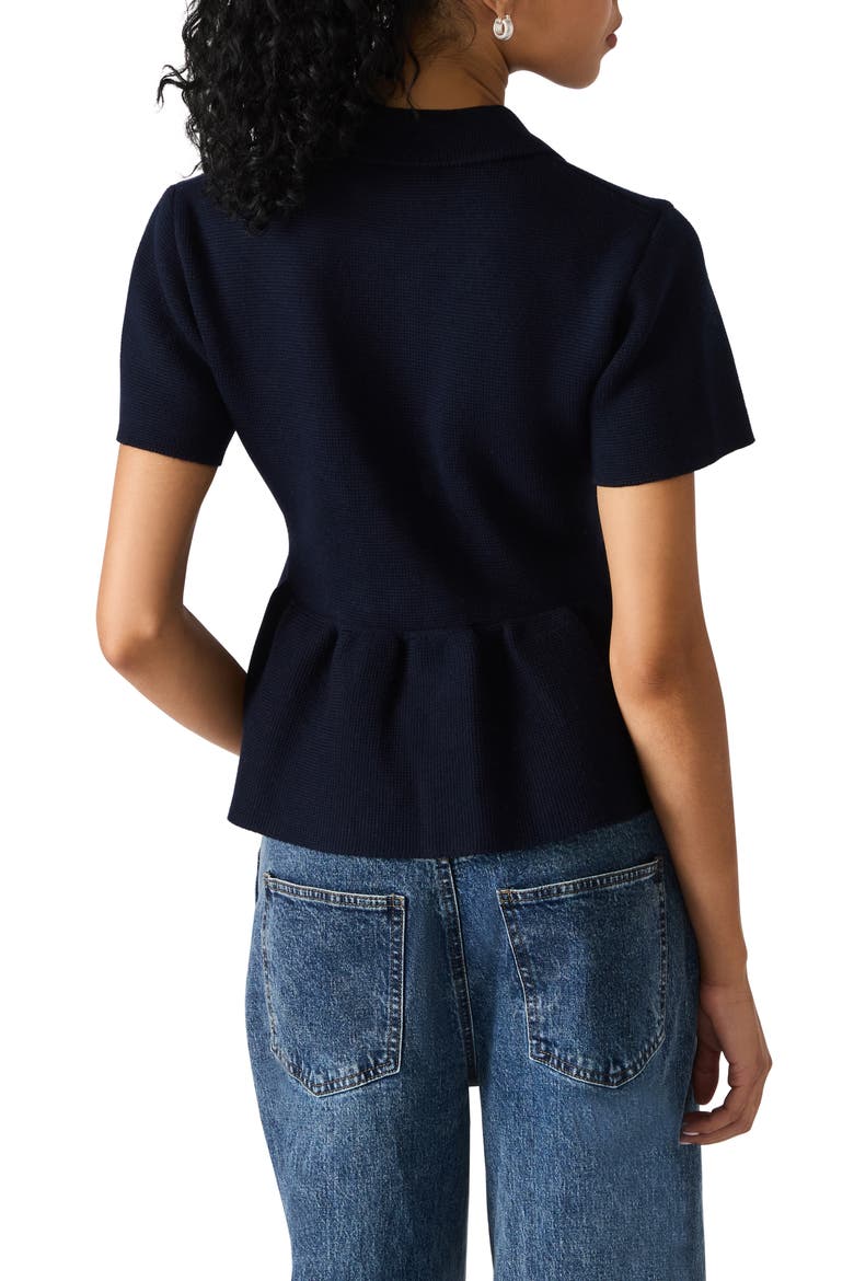 Roxanna Jewel Embellished Peplum Knit Top, Alternate, color, MARINE