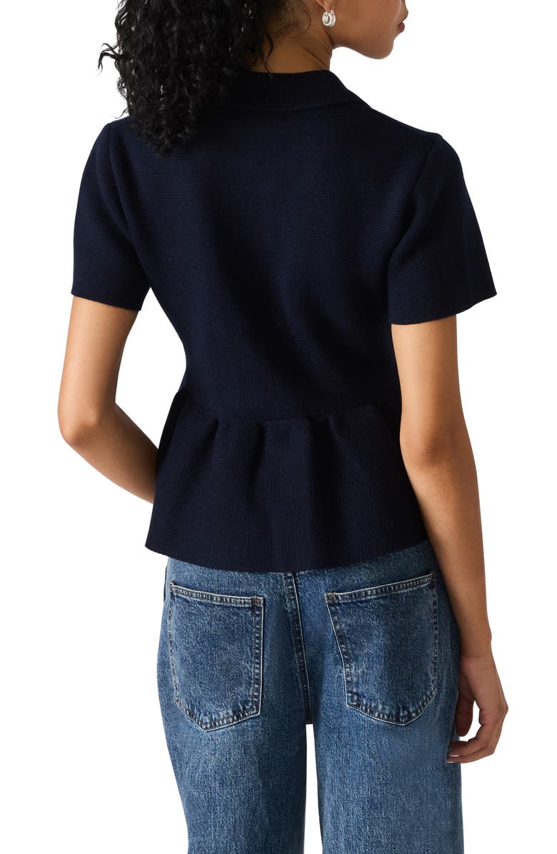 Steve Madden Roxanna Jewel Embellished Peplum Knit Top, Alternate, color, Marine