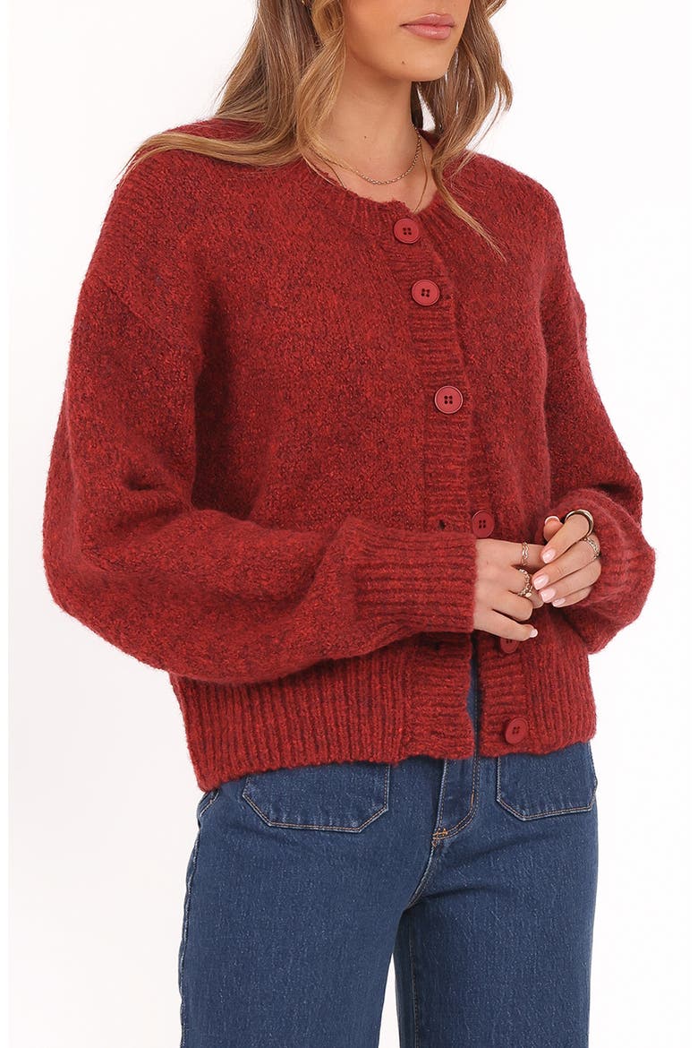 Lucah Fuzzy Cardigan, Alternate, color, DARK RED