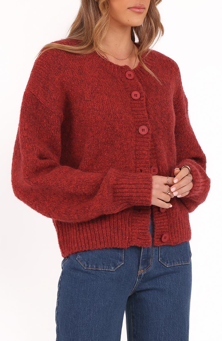Petal & Pup Lucah Fuzzy Cardigan, Alternate, color, Dark Red