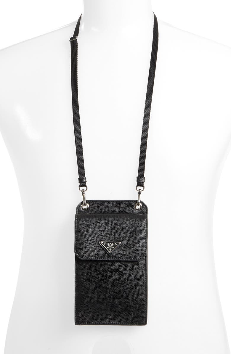 Prada Over Neck Travel Wallet, Main, color, 