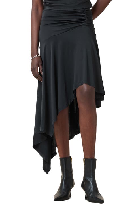 Annalie Asymmetric Ruched Midi Skirt