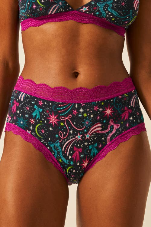 Stripe & Stare High Rise Knicker Four Pack In Multi