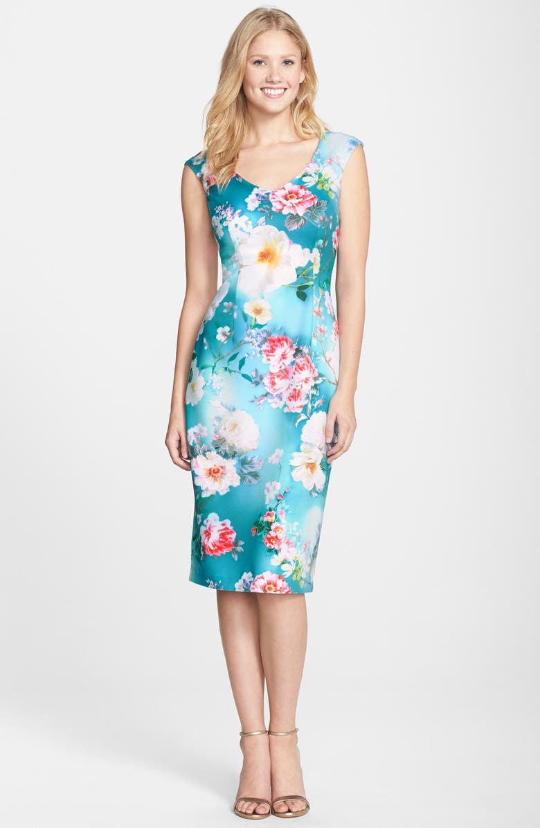 Maggy London Print Scuba Midi Dress, Alternate, color, 