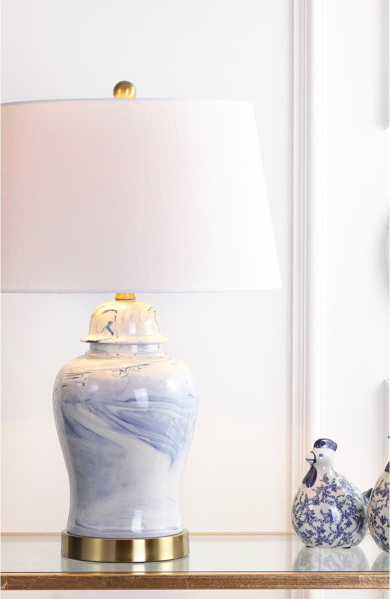 JONATHAN Y Wallace 26" Ceramic LED Table Lamp, Blue/White, Alternate, color, Blue/White