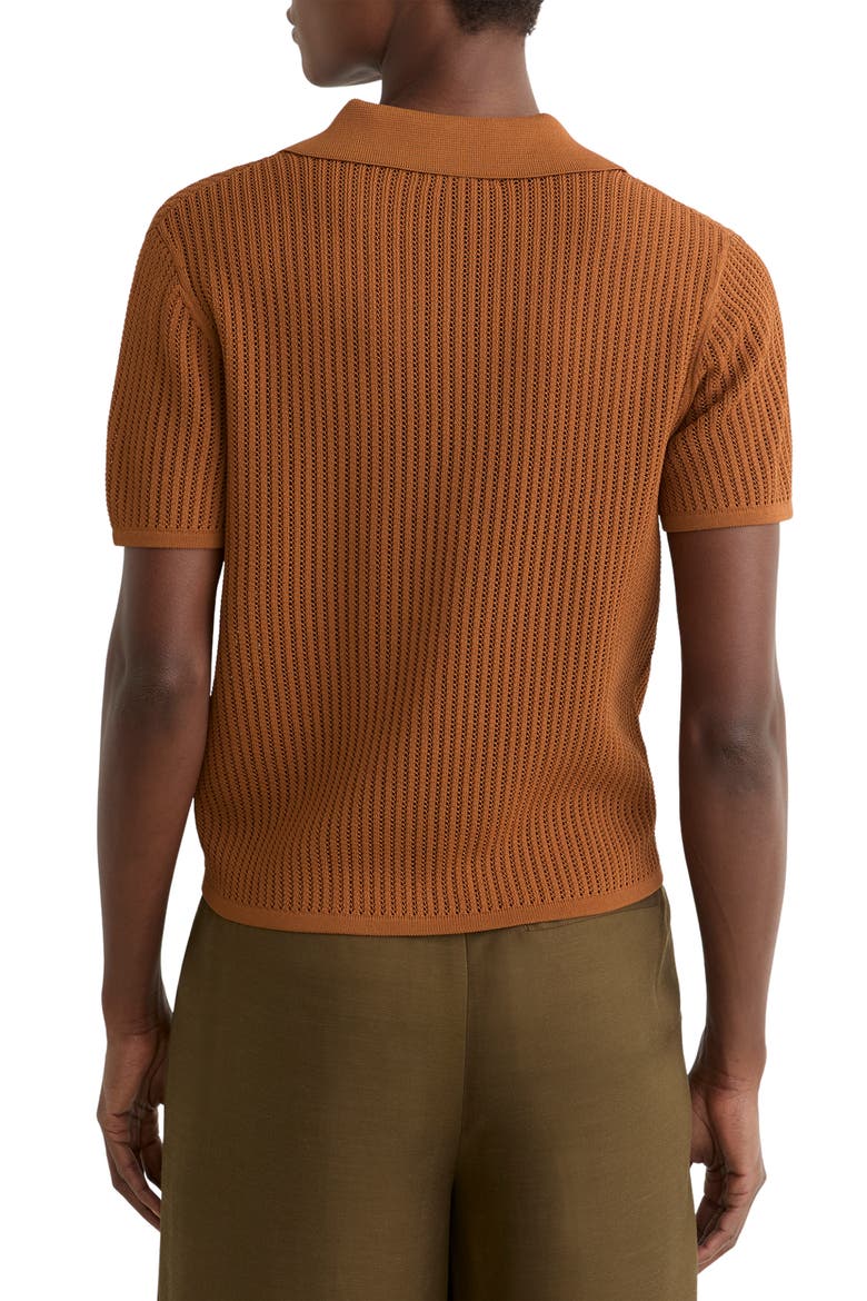 Pippa Open Stitch Polo Sweater, Alternate, color, RUST ORANGE