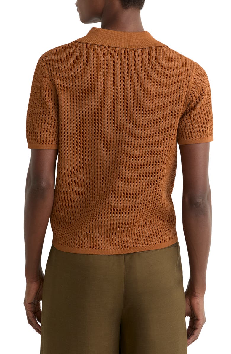 Reiss Pippa Open Stitch Polo Sweater, Alternate, color, Rust Orange