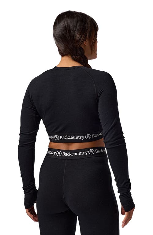 Backcountry Cedars Rws Merino Lt-wt Baselayer Cropped Crew Top In Black