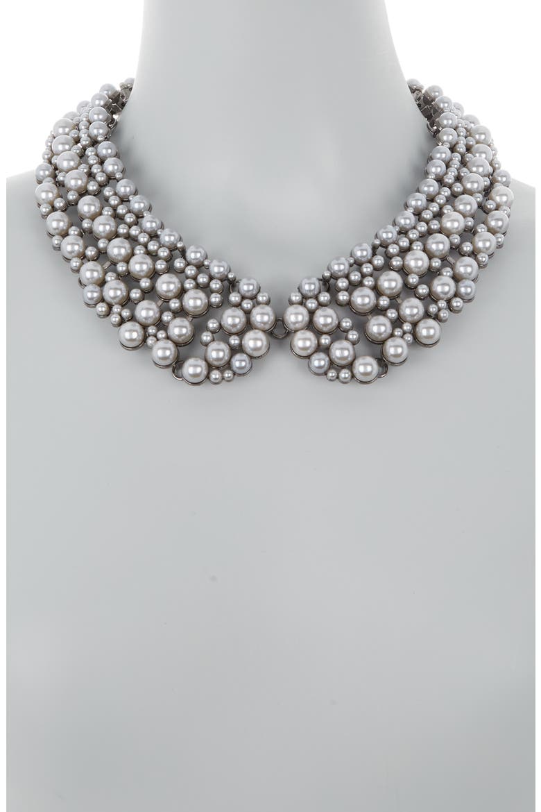 Diana Imitation Pearl Collar Necklace, Alternate, color, GREY
