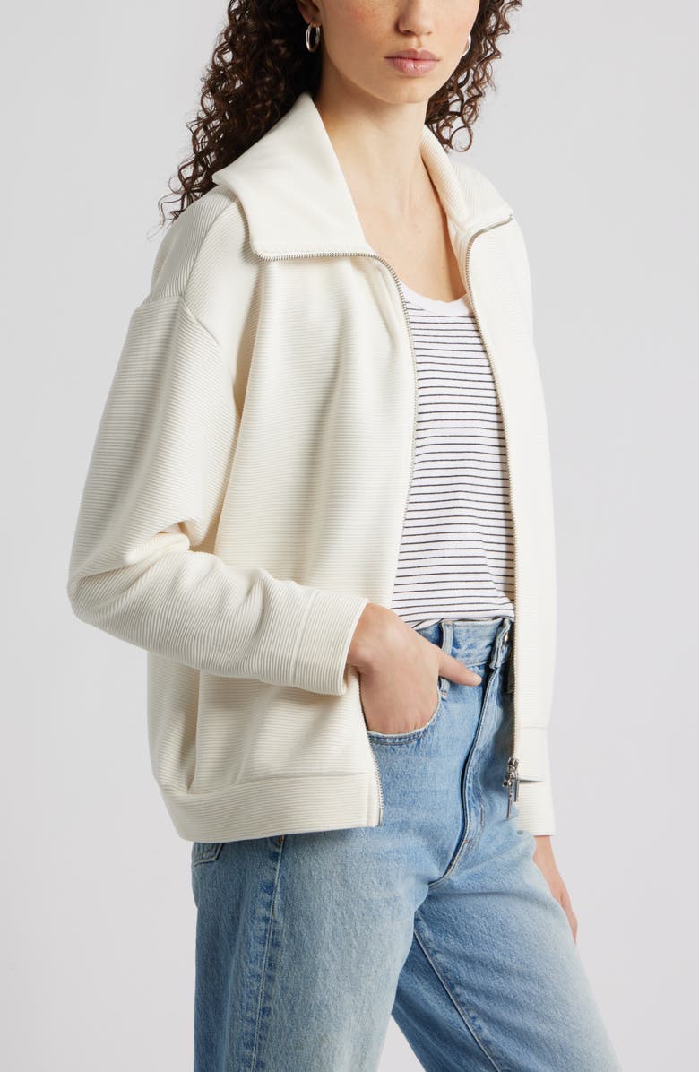 Caslon<sup>®</sup> Ottoman Knit Bomber Jacket, Alternate, color, White Hot