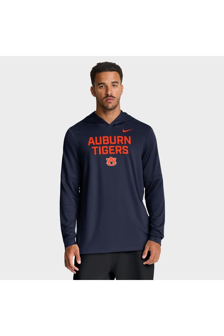 Men's Nike Navy Auburn Tigers 2025 Sideline Dri-FIT Long Sleeve Hoodie T-Shirt, Alternate, color, Navy