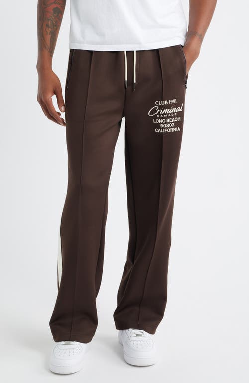 CRIMINAL DAMAGE Pintuck Track Pants in Chocolate/off White 