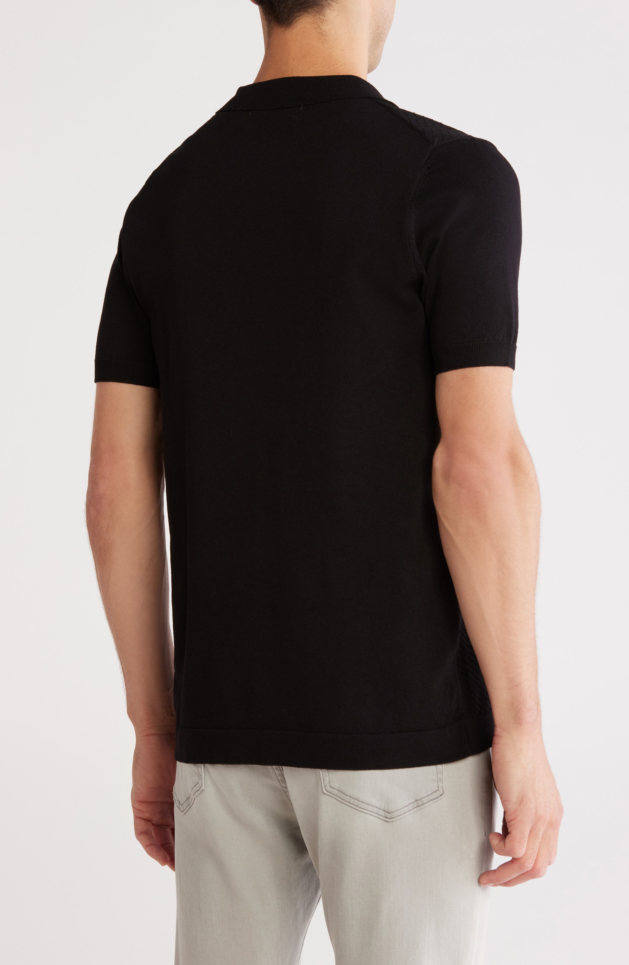 Textured Sweater Knit Zip Polo - image 2
