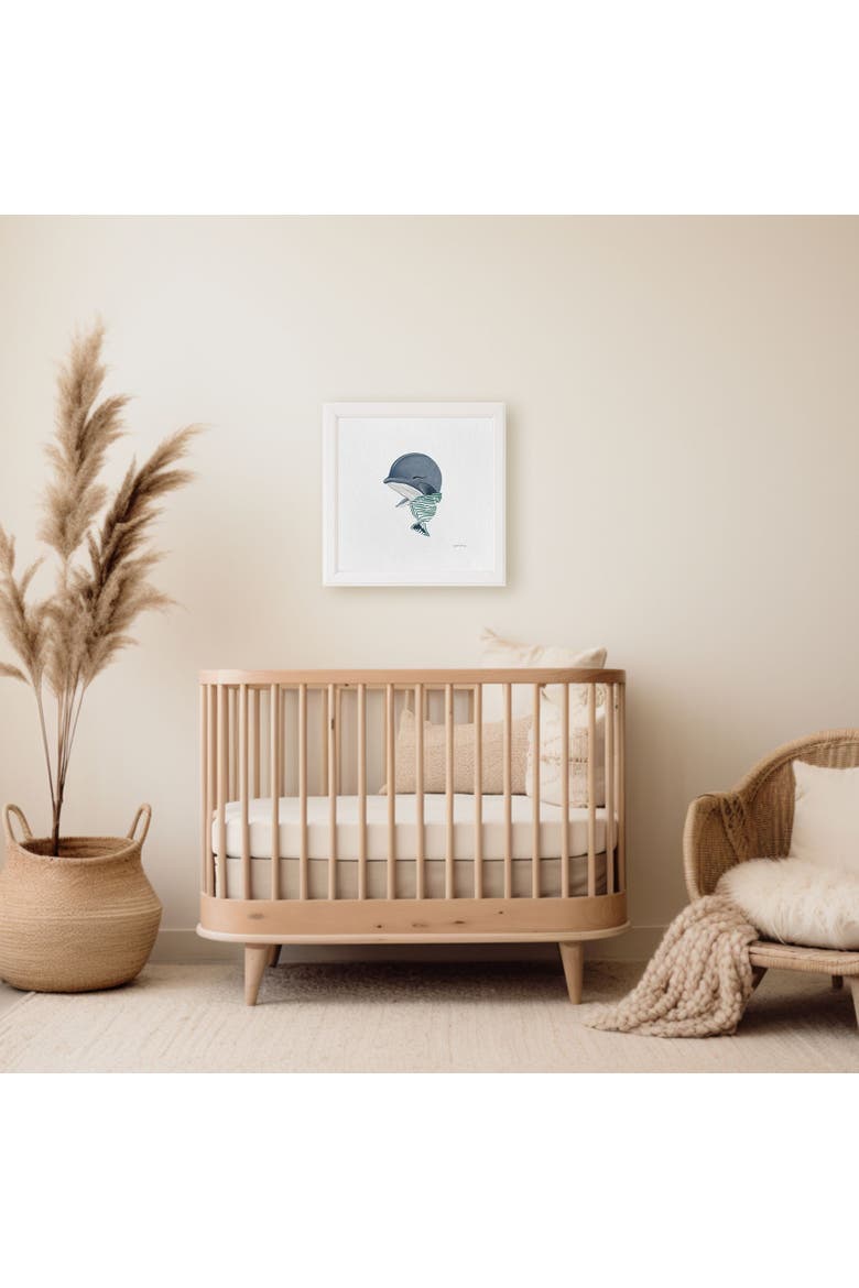 Baby Humpback Whale Framed Museum Quality 12" x 12" Art Print, Alternate, color, Multicolored