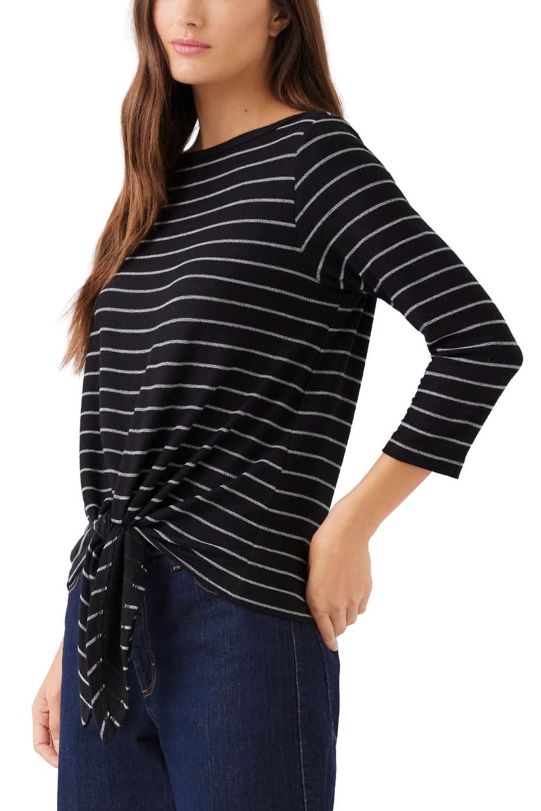 Striped Boatneck Top with Front Tie, Alternate, color, STRIPE